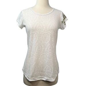 Nike Short Sleeve White Burnout Lace Print T-Shirt S